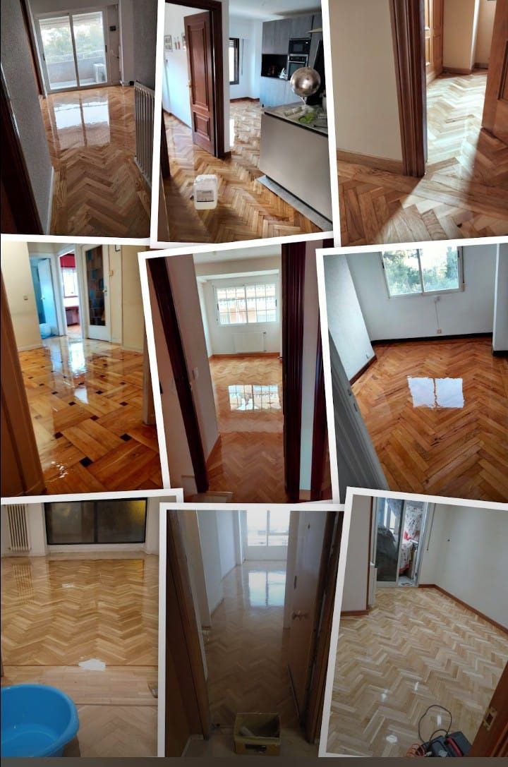 Detalle de suelo de parquet barnizado